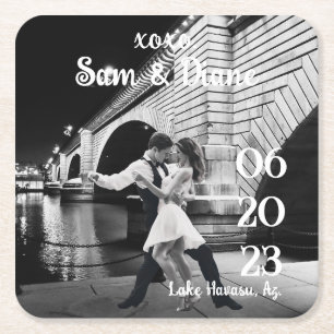 Save the Date Square Paper Coaster