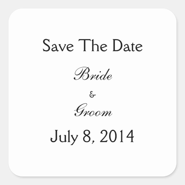 Save The Date Square Sticker (Front)