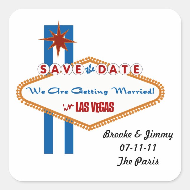 Save the Date Square Sticker (Front)