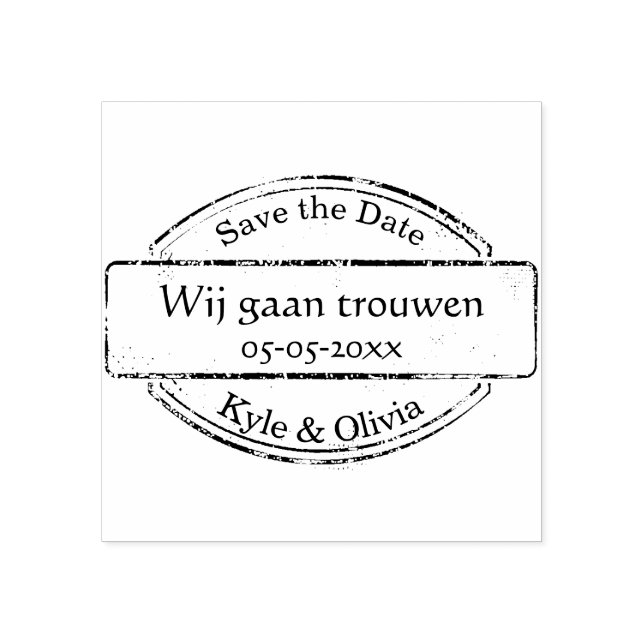 Save the Date stamp with names and date (Imprint)