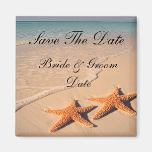 Save the Date Starfish Beach Wedding Magnets