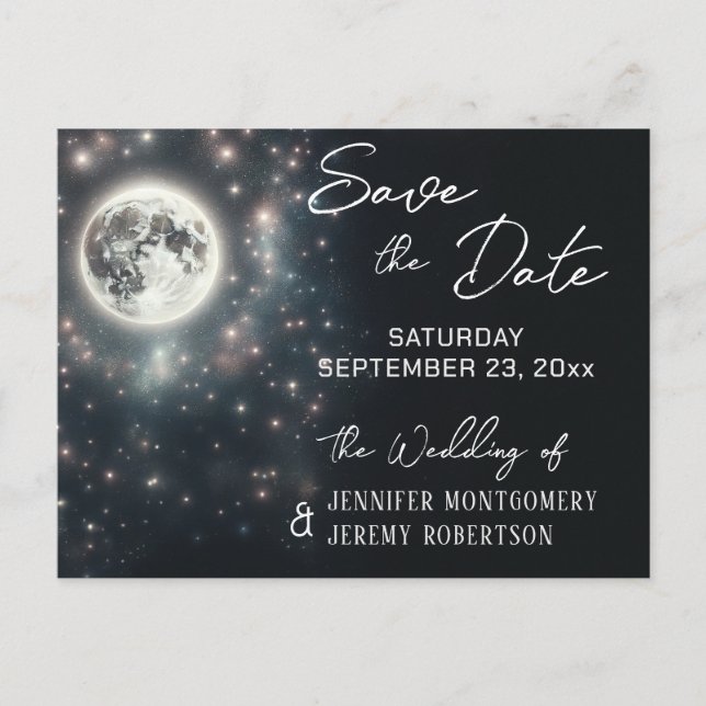 Save the Date Starry Night Announcement Postcard (Front)