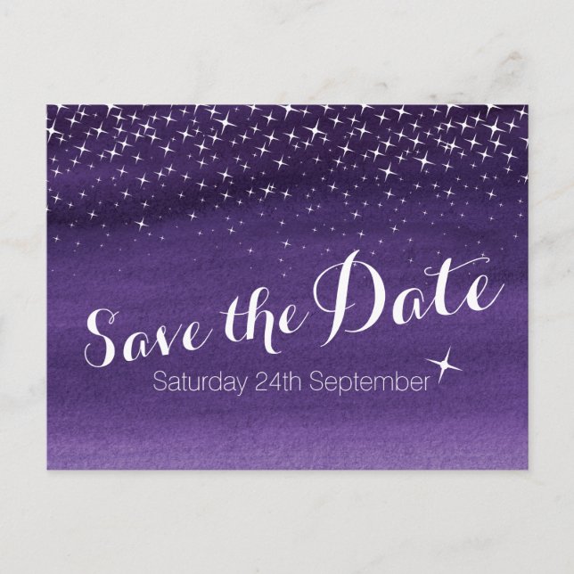 Save the date starry sky stars wedding postcard (Front)
