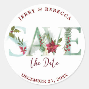 save the date sticker christmas winter