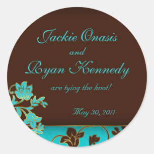 Save the Date Sticker Elegant Gold Floral BB