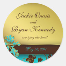 Save the Date Sticker Elegant Gold Floral BB 2