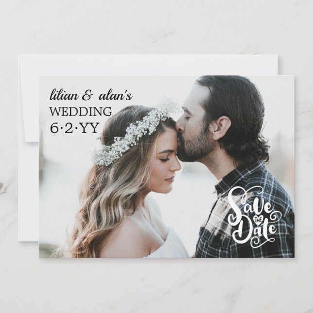 Save the Date Sticker H Photo Announcement (Front)