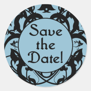 Save the Date Stickers in Blue and Black