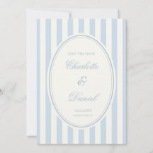 Save the Date Stripe Custom Coastal Blue