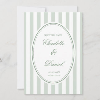 Save the Date Stripe Custom Mint Invitation