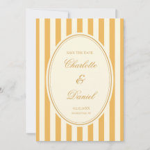 Save the Date Stripe Custom Mustard Yellow