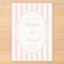 Save the Date Stripe Custom Pastel Pink