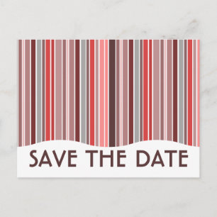 save the date : striped curtain : announcement postcard