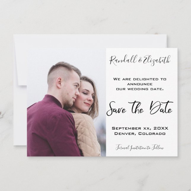 Save the Date Stylish Purple Custom Photo Invitation (Front)