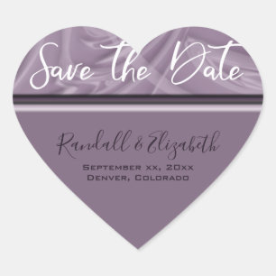 "Save the Date" Stylish Shades of Old Lavender Heart Sticker