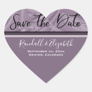 "Save the Date" Stylish Shades of Old Lavender Heart Sticker