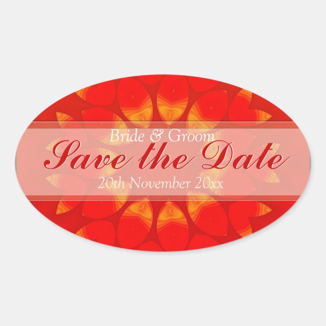 Save the Date Sun flower Petals Oval Oval Sticker (Front)