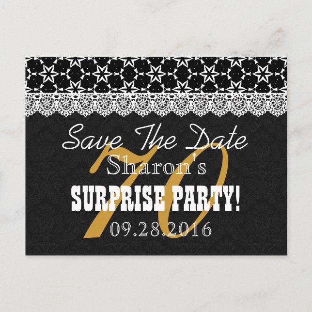 Save the Date SURPRISE 70th Birthday P03C Announcement Postcard (Front)
