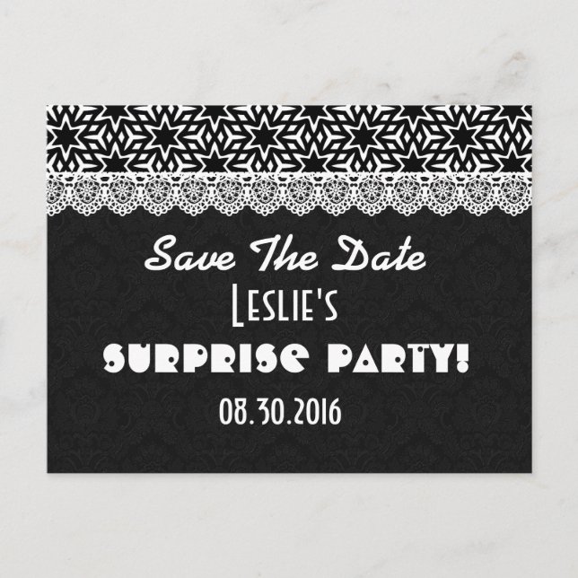 Save the Date SURPRISE Any Year Birthday V003D1 Announcement Postcard (Front)