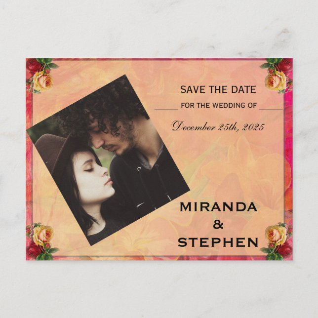 Save the Date Sweet Modern Wedding Photo Announcem Announcement Postcard (Front)