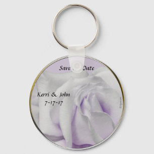 Save the Date Swirly Pale Violet Wedding Favour Key Ring