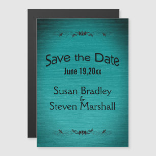 Save the Date Teal Black Text Magnetic Invitation