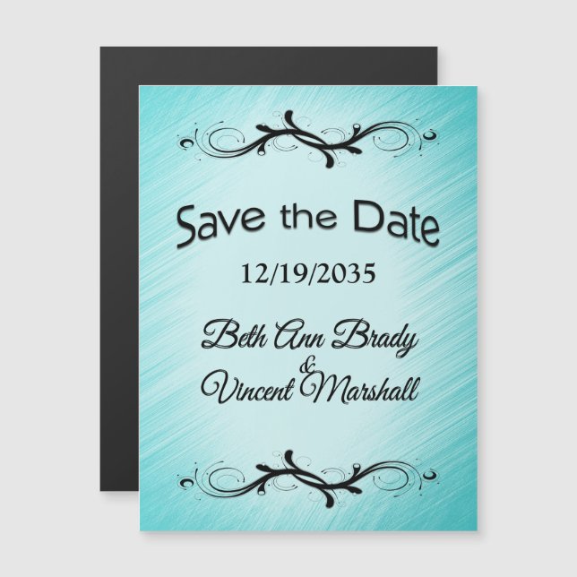 Save the Date Teal Magnetic Invitation (Front/Back)