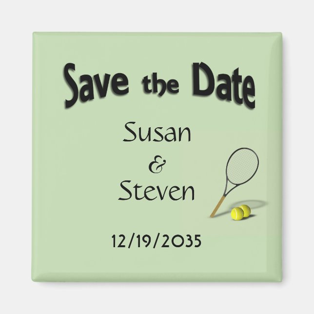 Save the Date Tennis Theme Wedding Magnet (Front)