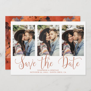 Save the Date Terracotta Pattern Typography Photo