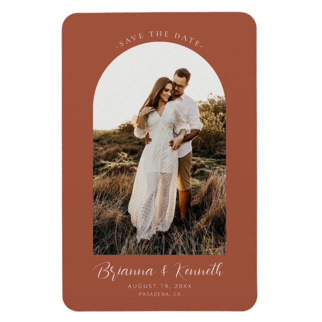 Save The Date Terracotta with Arch Photo Magnet (Vertical)