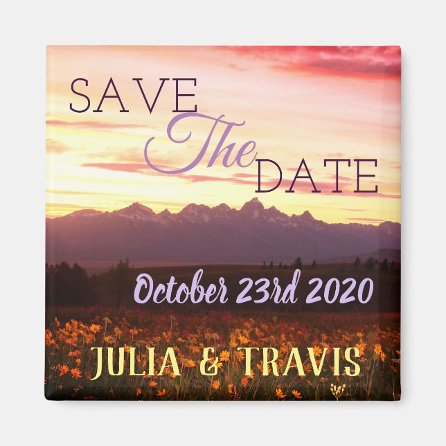 Save the Date Teton Wedding Magnet (Front)