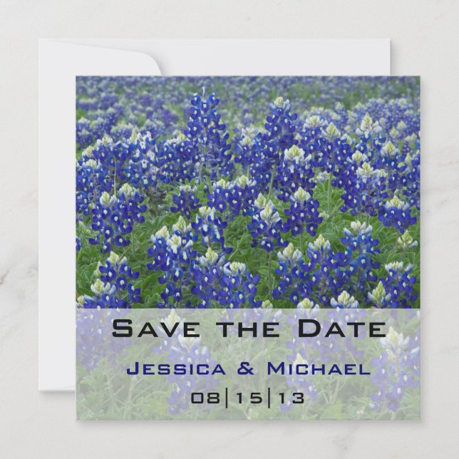 Save the Date Texas Bluebonnets Floral (Front)