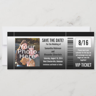 Save the Date Ticket Invitations with Photo