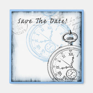 Save the Date Timepiece Pocketwatch Design Magnet