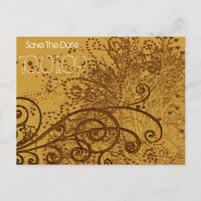 Save the Date- Tree Swirls - Announcement Postcard (Front)