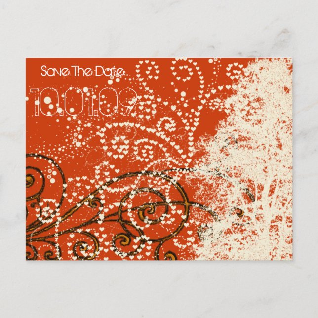 Save the Date- Tree Swirls Announcement Postcard (Front)