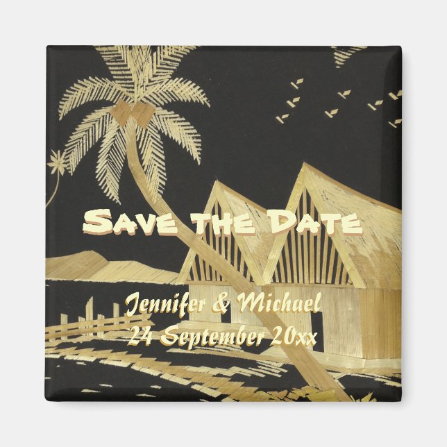 Save the Date Tropical Destination Wedding Magnet (Front)