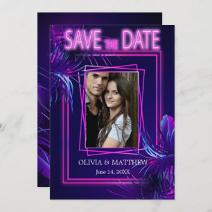 Save the Date Tropical Neon Your Photo Invitation