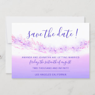 Save The Date Tropical Ocean Pink Waves Cobalt Blu