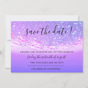 Save The Date Tropical Ocean Pink Waves Purple