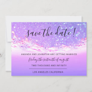 Save The Date Tropical Ocean Pink Waves Purple Blu