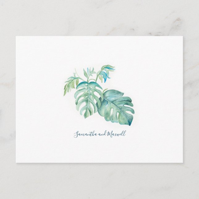 Save The Date Tropical Watercolor  Postcard (Front)