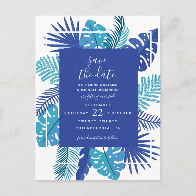 Save The Date | Tropical Wedding Postcard (Front)