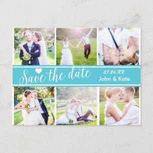 SAVE THE DATE Turquoise Wedding 6 PHOTO Postcard