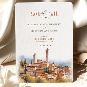 Save The Date Tuscan Wedding San Gimignano Italy Invitation