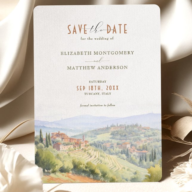 Save The Date Tuscany Watercolor Italy Destination Invitation (Creator Uploaded)