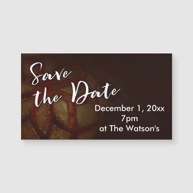 "Save the Date" Typography with Red & Gold Photo (Front)