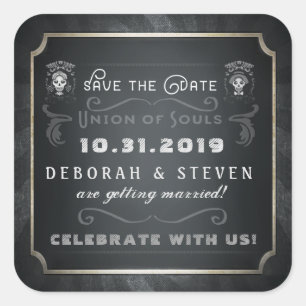 Save the Date Union of Souls Halloween Square Sticker