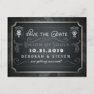 Save the Date Union of Souls Skeletons Wedding Announcement Postcard