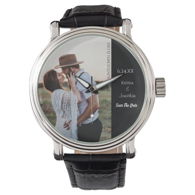 Save the Date Unique Modern Funny Wedding Photo Watch (Front)